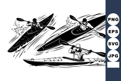 Kayakers Paddling Fast In Racing Kayaks Vector Product Image 1