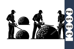Silhouette Gardener Trimming Bushes Hedge Tool Product Image 1