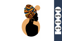 African woman silhouette with colorful patterned headwrap an Product Image 1