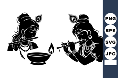 Lord Krishna Playing Flute Silhouette Art Design Product Image 1