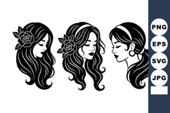Elegant Female Silhouettes Floral Retro Hairstyles Product Image 1