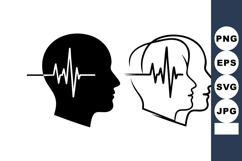 Mental Health Brainwave Pulse Human Heads Silhouettes Product Image 1