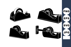 Black Silhouette Tape Dispenser Vector Set Illustration Product Image 1