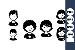 Diverse Children Cartoon Avatars With Star Badges Product Image 1