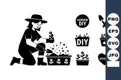 Woman Gardening With Plants And Flowers Vector Illustration Product Image 1
