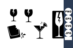 Broken Glass Icons Set With Cracks And Damage Product Image 1