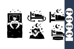 Sleeping People Icons with Stars Moon Product Image 1