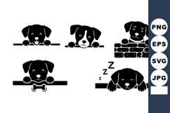 Cute Playful Puppies Silhouettes Vector Illustration Product Image 1