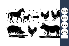 Black Farm Animal Silhouettes Vector Art Product Image 1
