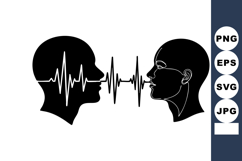 Human Communication Heartbeat Wave Silhouettes Product Image 1