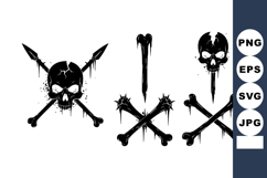Gothic Skull Crossed Bones Tattoo Vector Set Product Image 1