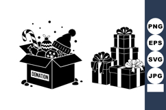 Christmas Donation Box With Winter Clothes Vector Illustrati Product Image 1