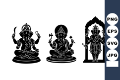 Hindu God Ganesha Silhouette Vector Illustrations Product Image 1
