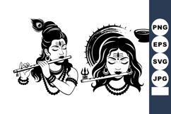 Indian God Krishna Playing Flute Illustration Product Image 1
