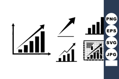 Set of Simple Black Vector Bar Charts with Trends Product Image 1