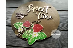 Sweet time Summer sign SVG | Strawberry Summer sign cut file Product Image 4