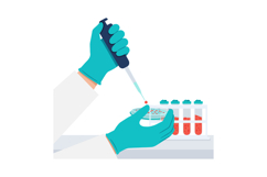 Scientist wearing teal gloves dropping liquid into petri dis Product Image 1