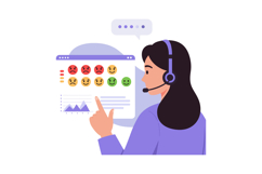 Customer service woman with headset analyzing feedback ratin Product Image 1