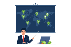 Businessman presenting global logistics connections with wor Product Image 1
