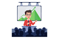 Businessman giving presentation with rising graph on screen Product Image 1