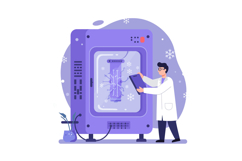 Scientist operating large cryogenic freezer with plant sampl Product Image 1