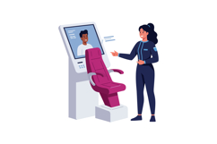 Female astronaut interacting with virtual screen display in Product Image 1