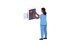 Female healthcare professional interacting with digital hear Product Image 1