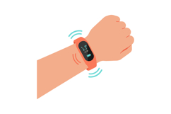 Smart fitness tracker watch on wrist with digital screen fla Product Image 1