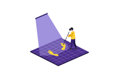 Man using metal detector on grid surface searching for objec Product Image 1