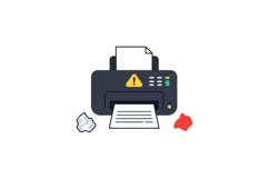 Office printer with warning sign and crumpled paper sheets f Product Image 1
