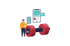 Man with digital mobile devices analyzing fitness data near Product Image 1
