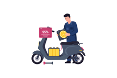 Young man repairing electric scooter with battery replacemen Product Image 1