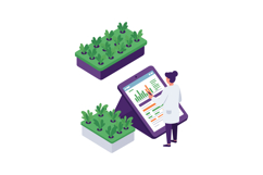 Scientist analyzing plant growth data with digital tablet in Product Image 1