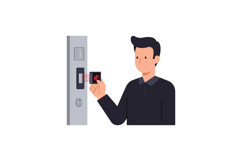 Man using digital card access system for secure entry flat d Product Image 1