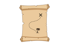 Antique treasure map with palm tree and marked destination f Product Image 1