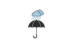 Black umbrella under two blue clouds with falling raindrops Product Image 1