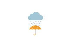 Blue rain cloud above orange umbrella minimal flat design ve Product Image 1