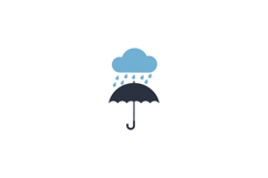 Black umbrella under blue rain cloud with raindrops minimal Product Image 1
