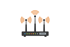 Wireless internet router with three antennas emitting signal Product Image 1