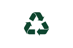 Green recycling symbol with three curved arrows in flat mini Product Image 1
