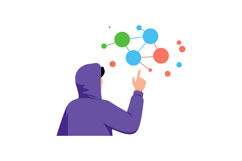 Person in purple hoodie interacting with colorful connected Product Image 1