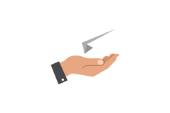 Human hand with black sleeve holding small paper airplane fl Product Image 1