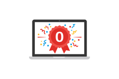 Laptop computer with zero score red ribbon and colorful conf Product Image 1