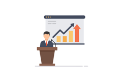 Businessman presenting financial growth chart with upward ar Product Image 1