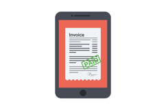 Smartphone showing digital invoice with paid stamp in flat d Product Image 1
