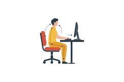 Man sitting at desk with computer demonstrating ergonomic po Product Image 1