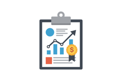 Clipboard with ascending financial chart and medal in flat d Product Image 1
