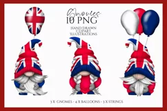 UK Patriotic Gnomes Clipart Png - Hand Drawn Product Image 1