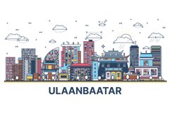 Outline Ulaanbaatar Mongolia City Skyline with Colored. Product Image 1