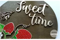 Sweet time Summer sign SVG | Strawberry Summer sign cut file Product Image 3
